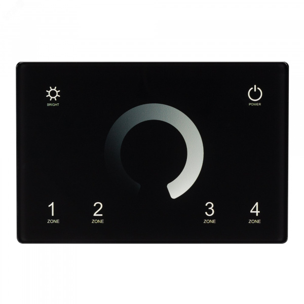 Панель Sens SMART-P79-DIM Black 230V, 4 зоны, 2.4G ARL, IP20 пластик, 5 лет