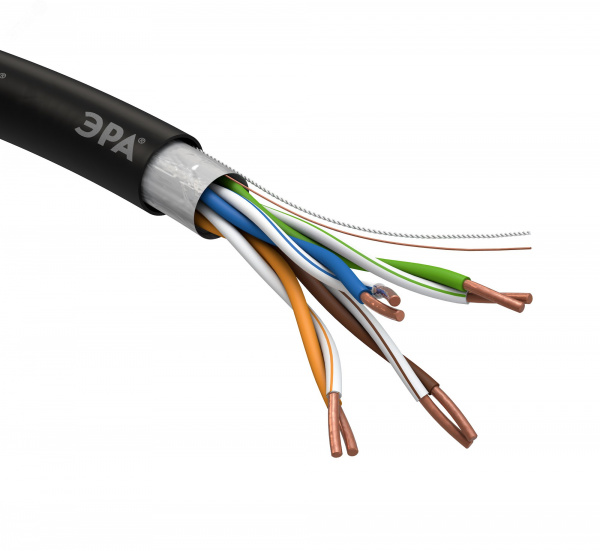 Кабель витая пара F/UTP 4x2x24AWG Cat5e CU PE наруж. 305м ЭРА SIMPLE FL-4-PE