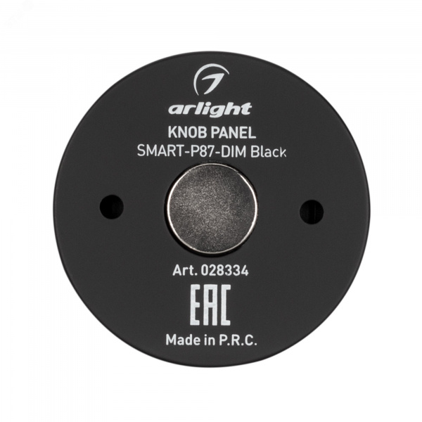 Панель Knob SMART-P87-DIM Black 3V, 1 зона, 2.4G ARL, IP20 пластик, 5 лет