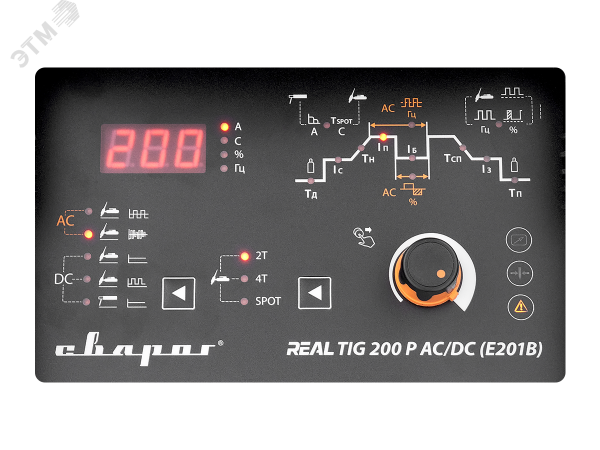 Инвертор сварочный TIG 200 P AC/DC ''REAL'' (E201B) Black (маска+педаль+перчатки)