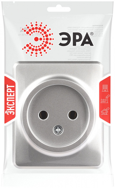 Розетка Эксперт 11-2201-03 2P IP20 16A-250В ОУ алюминий
