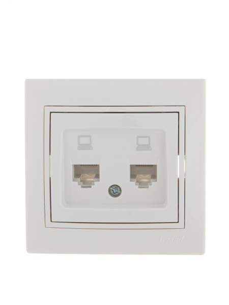 Мира Розетка RJ 45 х2 белый с вст сер