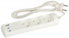 Удлинитель электрический U-3-1,5m-USB-W 3 розетки + 3xUSB A+C 1,5м 10А белый