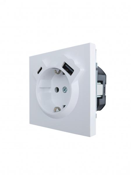 ZIMA Розетка с заземлением (16 А) + TC + USB ,механизм, белая Lezard 704-0288-181TC