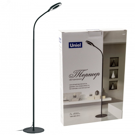 Торшер ULM-T610 7W/4500K/DIM BLACK напольный светодиодный 7W с регулировкой наклона Сенсорный выключатель Диммер Черный ТМ
