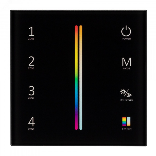 Панель Sens SMART-P55-MULTI Black 3V, 4 зоны, 2.4G ARL, IP20 пластик, 5 лет