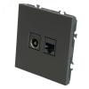 Розетка TV + компьютерная RJ-45 (механизм),, серия Эмили, черный уголь, soft touch
