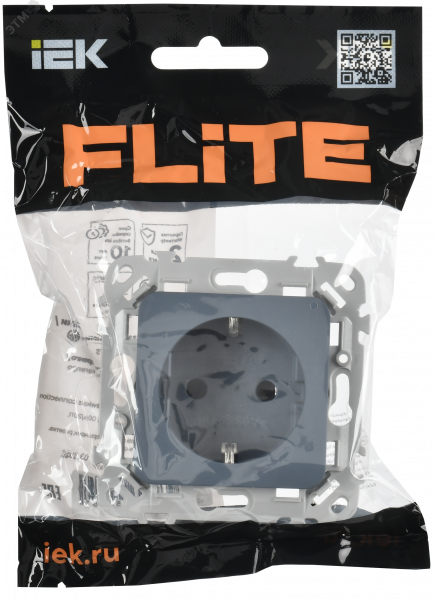 FLITE Розетка с заземлением с защитными шторками безвинтовое крепление 16А РСш11-1-ФлМ маренго IEK