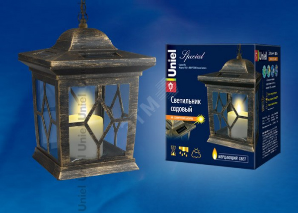 Светильник светодиодный садовый USL-S-180/PT220 на солнечной батарее Bronze lantern Special