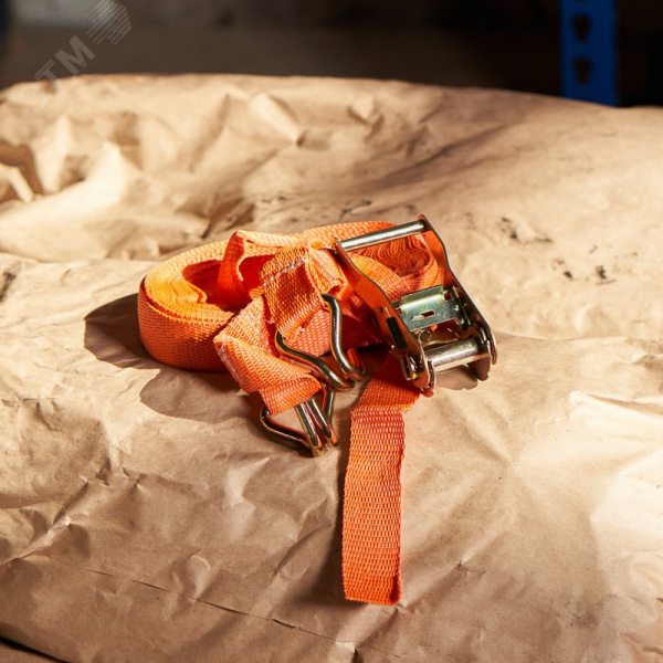 Стяжка для груза багажная с крюками, с храповым механизмом, 10х0.038 м