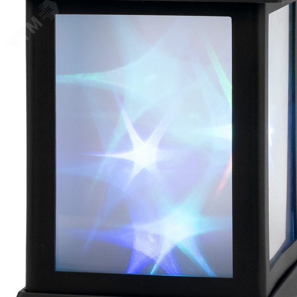 Фонарь декоративный 11х11х22,5 см, черный корпус, свечение RGB с эффектом мерцания