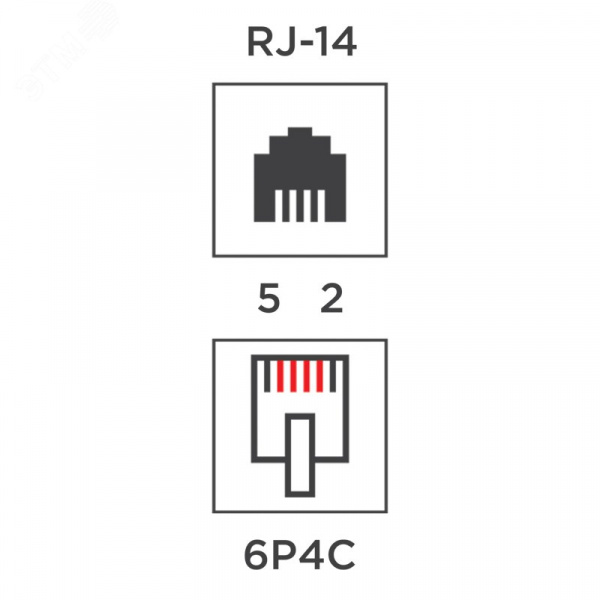 Проходной телефонный адаптер RJ-14(6P4C) (гнездо-гнездо),