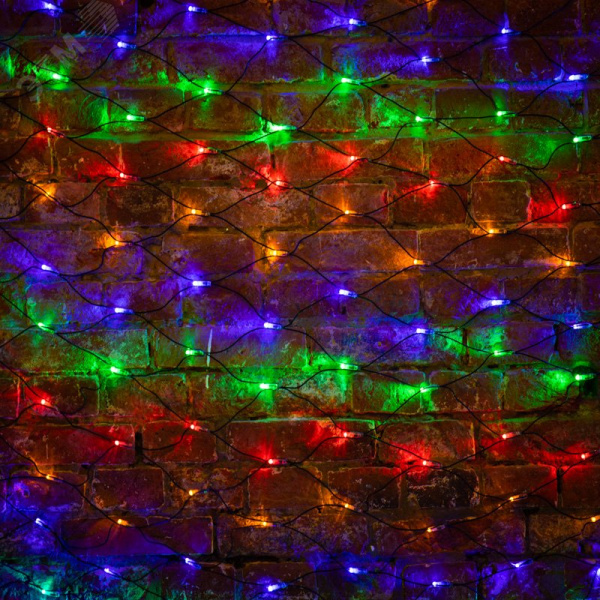 Гирлянда Сеть 2х1,5 м, черный ПВХ, 288 LED мультиколор