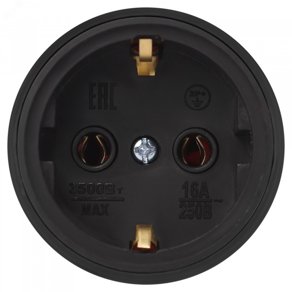 Розетка каучуковая прямая c заземлением 16А IP44 черная RX11-B-IP44