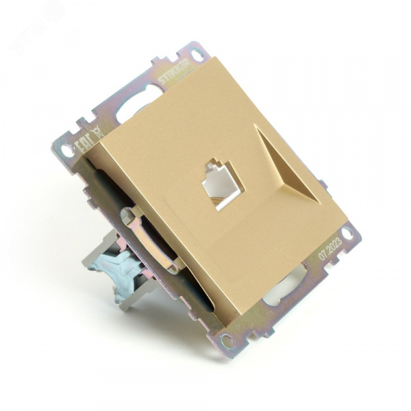 Розетка компьютерная одноместная (механизм) RJ-45 серия Катрин золото STEKKER