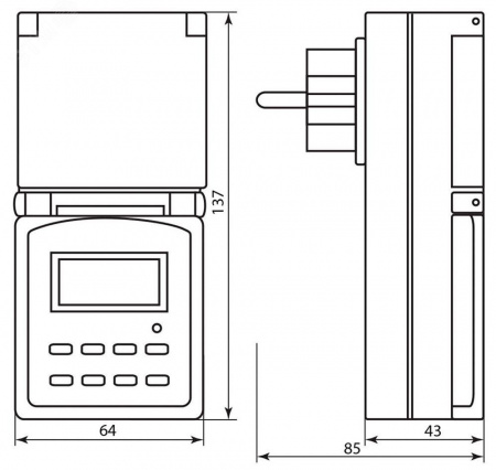 Розетка с таймером (недельная) электронная IP44 16А 3500W
