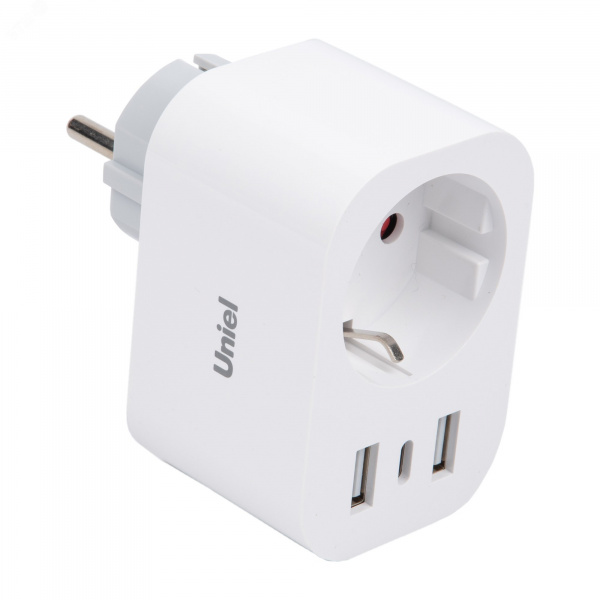 Умная розетка Wi-Fi 2USB Type-C  5В, 2,4A 16A До 3680Вт Голосовое управление приложение UnielSmart  TM Uniel USH-A103 1G/UC/WF WHITE