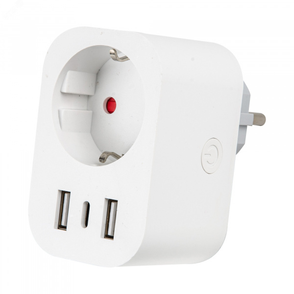 Умная розетка Wi-Fi 2USB Type-C  5В, 2,4A 16A До 3680Вт Голосовое управление приложение UnielSmart  TM Uniel USH-A103 1G/UC/WF WHITE