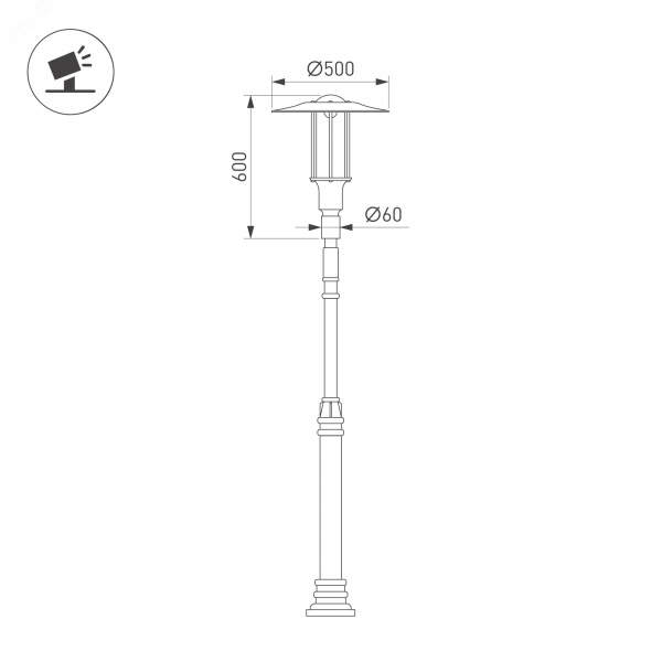 Светильник светодиодный OXOR-SHADL-С-500x600-50W Day4000 (BK, 120 deg, 230V) IP65 (ARL, IP20 Металл, 5 лет)