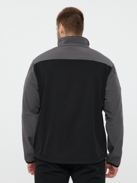 Куртка демисезонная LULEA2 из материала Softshell, серо-чёрная, размер XL