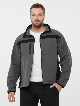 Куртка демисезонная LULEA2 из материала Softshell, серо-чёрная, размер XL