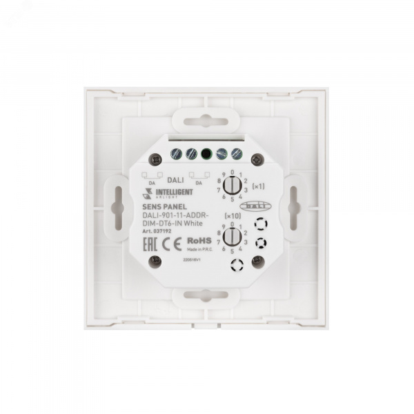 Панель сенсорная White BUS IARL IP20 пластик 3 года DALI-901-11-ADDR-DIM-DT6-IN INTELLIGENT