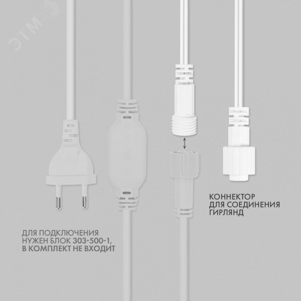 Гирлянда светодиодная Бахрома Айсикл 4,8х0,6 м 152 LED белый, ПВХ, IP65, постоянное свечение, 230 В нужен блок питания