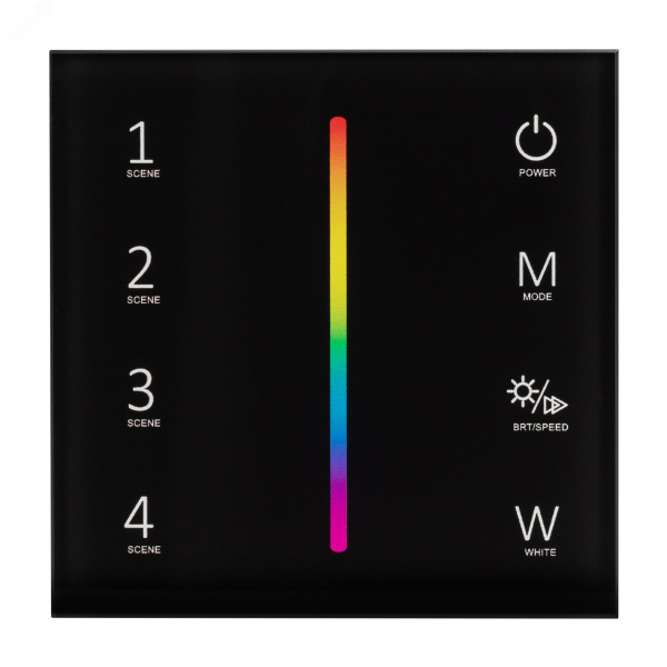 Панель SMART-P22-RGBW-G-IN Black (12-24V, 4x3A, Sens, 2.4G) (, IP20 Пластик, 5 лет)