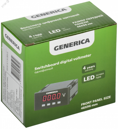 Вольтметр цифровой щитовой однофазный DO RS-485 48х96мм LED GENERICA