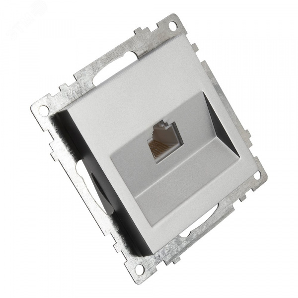Розетка компьютерная 1-местная RJ-45 (механизм), серия Катрин, серебро