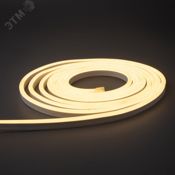 Неон гибкий SMD 8х16 мм односторонний теплый белый 120 LED/м 10 м с комплектом подключения IP65 набор