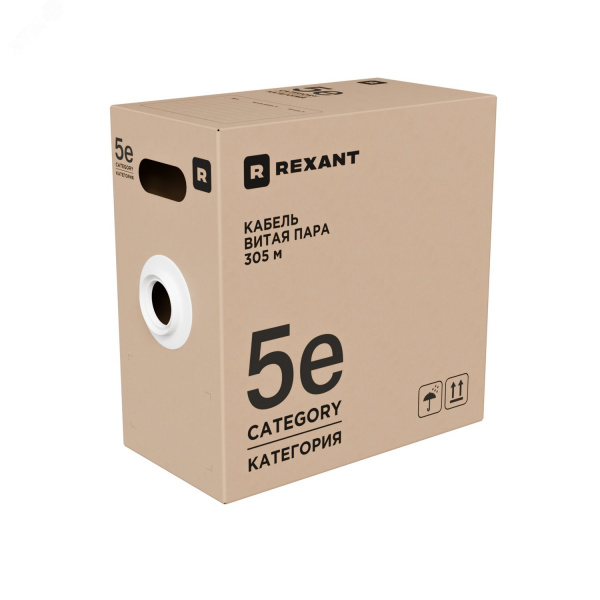 Витая пара U/UTP CAT5e 4PR 24AWG PVC IN SOLID, серый, РФ, 305 м