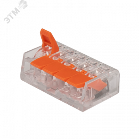 Клеммы монтажные многоразовые  PTC-5P 221-415 450V 32A 0,14-4.0mm2,  5 отверстий, прозрачные / 50шт.
