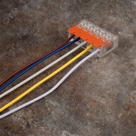 Клеммы монтажные многоразовые  PTC-5P 221-415 450V 32A 0,14-4.0mm2,  5 отверстий, прозрачные / 50шт.