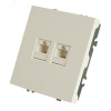 Розетка компьютерная 2-местная RJ-45 (механизм), серия Эмили, белый фарфор, soft touch