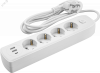 Удлинитель бытовой OPE-USB-04-500-ESC-3x1 с заземлением с выключателем 4 розетки 5м ПВС 3х1 2500Вт 2USB-A+USB-C, 2,4А
