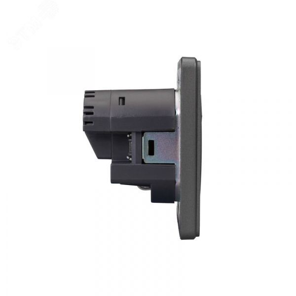 Розетка ROUND одинарная с/з скрытой установки з/ш 16А с USB A+C быстрой зарядки 5В/3А механизм титан