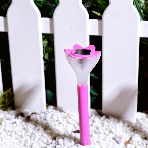 Светильник светодиодный садовый USL-C-420/PT305 PINK CROCUS на солнечной батарее, белый свет. 1хLR Ni-Mh аккумулятор в/к. IP44