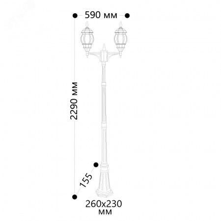 Светильник 8114 2х100W 230 В E27 2х(160х160)х2300мм черный