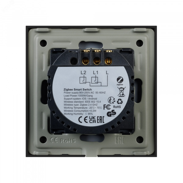 Выключатель сенсорный SWT-OMALI-S02-ZB-BK 250V, 10A, Zigbee Стекло