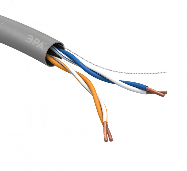 Кабель витая пара U/UTP 2x2x24AWG Cat5e CU PVC 305м ЭРА SIMPLE UL-2-PVC