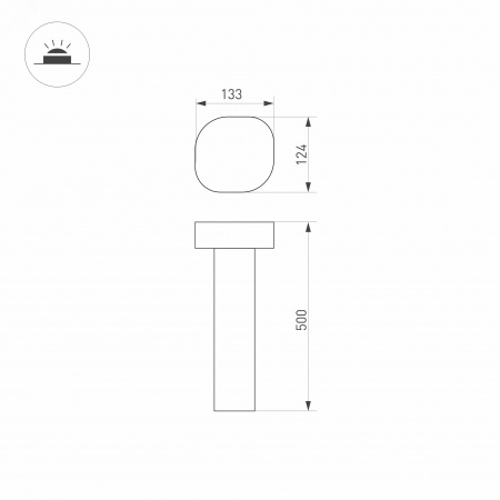 Светильник LGD-SWAMP-BOLL-H500-7W Warm3000 (GR, 93 deg, 230 В) (ARL, IP65 Металл, 3 года)