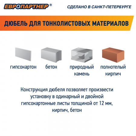 Дюбель для гипсокартона бабочка 10х50 нейлон (100 шт)