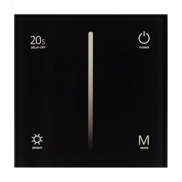 Панель SMART-P36-DIM-IN Black (230V, 1.5A, TRIAC, Sens, 2.4G) (ARL, IP20 Пластик, 5 лет)