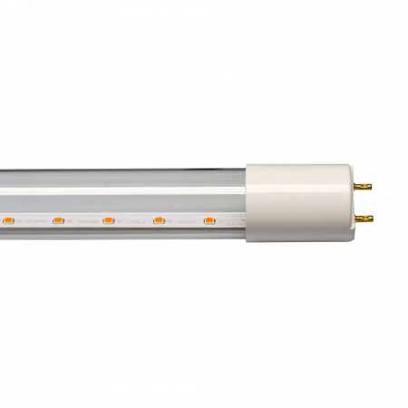 Лампа светодиодная для растений. LED-T8-18W/SPSB/G13/CL PLP30WH Форма T8, прозрачная. Спектр для рассады и цветения. ТМ .