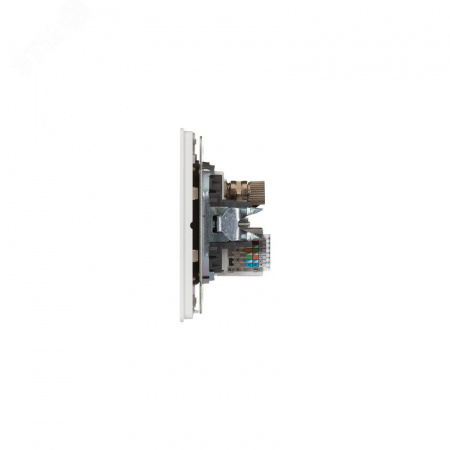 Розетка ROUND компьютерная RJ45 кат6 + TV скрытой установки механизм перламутр