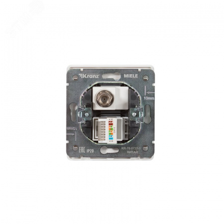 Розетка ROUND компьютерная RJ45 кат6 + TV скрытой установки механизм перламутр