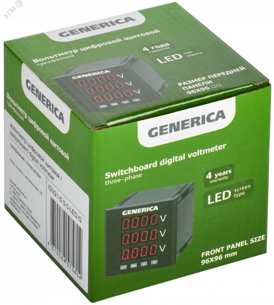 Вольтметр цифровой щитовой трехфазный 96х96мм LED GENERICA