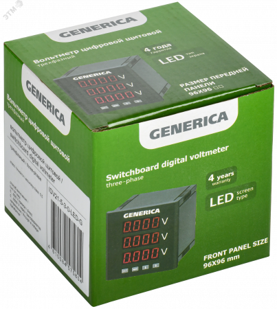 Вольтметр цифровой щитовой трехфазный 96х96мм LED GENERICA