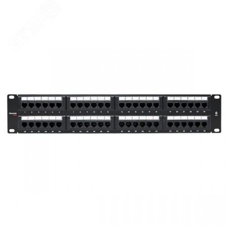 Патч-панель TERACOM PRO 19'Cat.6 2U неэкранированная UTP 48 портов RJ-45 Dual IDC